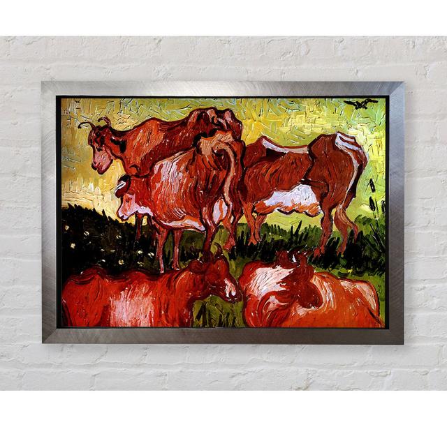 Van Gogh Cows After Jordaens - Single Picture Frame Art Prints Rosalind Wheeler Size: 42cm H x 59.7cm W x 3.4cm D, Format: Silver Framed Paper on Productcaster.