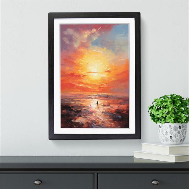 Sunrise Gestural House of Hampton Size: 64cm H x 46cm W x 2cm D, Frame Colour: Black on Productcaster.