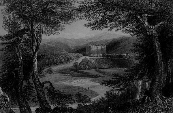 View of Drumlanrig Castle, Dumfrieshire by William Henry Bartlett Graphic Art East Urban Home Size: 70cm H x 100cm W x 0.2cm D on Productcaster.