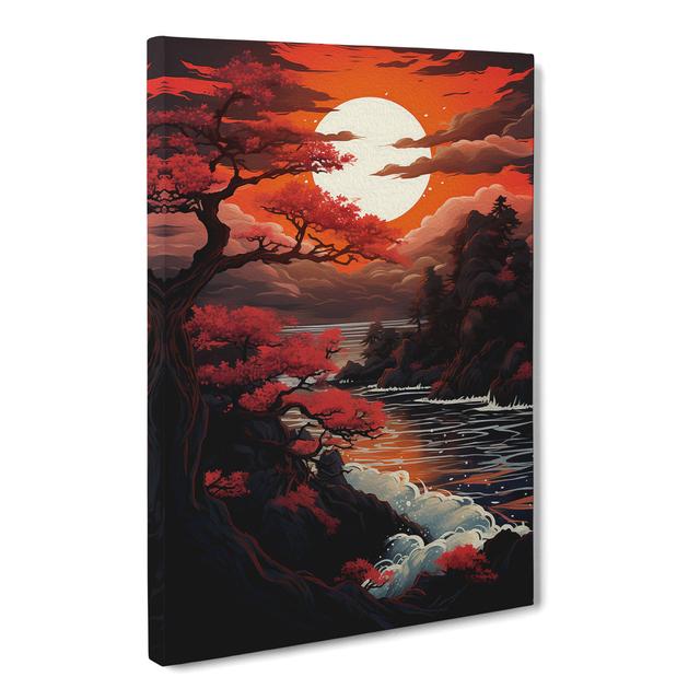 Japanese Sunset Symbolism - Art Prints Alpen Home Size: 60cm H x 40cm W x 3cm D on Productcaster.