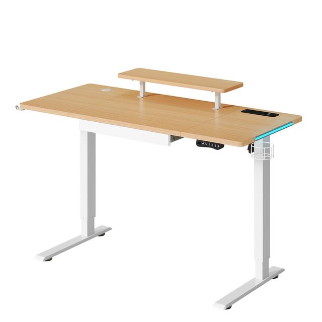 Pyrrhos Adjustable Metal Base Standing Desk Inbox Zero Top Colour: Brown, Size: 140cm W x 75cm D on Productcaster.