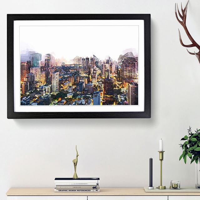 Bangkok Skyline in Thailand in Abstract - Picture Frame Graphic Art Print on MDF East Urban Home Frame Option: Black Framed, Size: 27cm H x 36cm W x 2 on Productcaster.