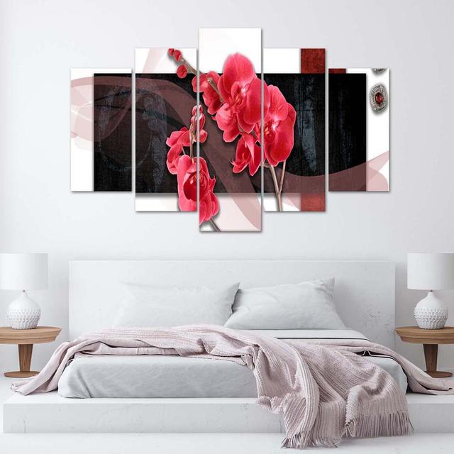 Leinwandbild Red Orchid Abstraction Rosalind Wheeler Größe: 100 cm H x 200 cm B on Productcaster.