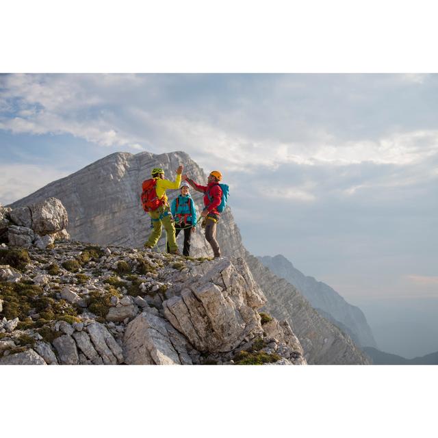 Climbers Giving High Fives by Simonkr - No Frame Art Prints on Canvas Alpen Home Size: 51cm H x 76cm W on Productcaster.