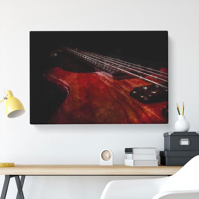 Cherry Red Bass Guitar - Wrapped Canvas Graphic Art East Urban Home Size: 40cm H x 60cm W x 3cm D on Productcaster.