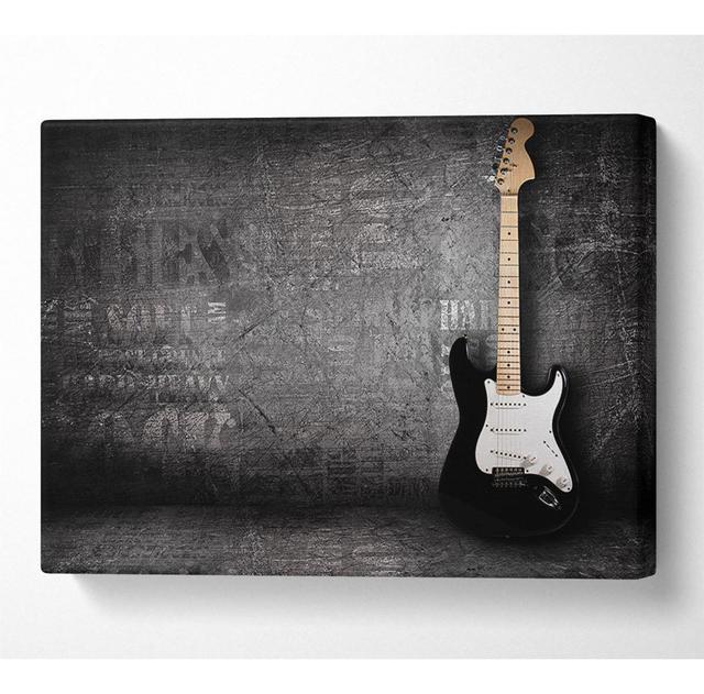 Grunge Guitar Distressed - Wrapped Canvas Photograph Marlow Home Co. Size: 81cm H x 121.9cm W on Productcaster.