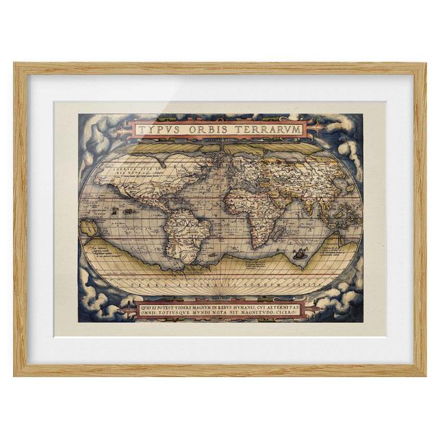 Historical World Map Typus Orbis Terrarum - Picture Frame Graphic Art Rosalind Wheeler Size: 50cm H x 70cm W x 2cm D, Frame Option: Brown on Productcaster.