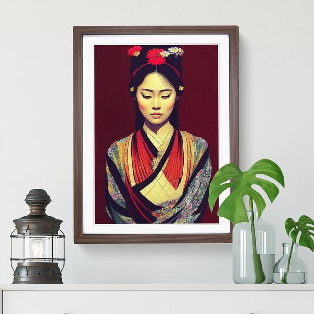 A Beautiful Geisha No.2 - Picture Frame Graphic Art Marlow Home Co. Size: 34cm H x 25cm W, Frame Colour: Walnut on Productcaster.