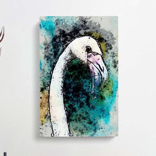 A Pink Flamingo Bird in Abstract - Wrapped Canvas Graphic Art Print East Urban Home Size: 76cm H x 50cm W x 3cm D on Productcaster.