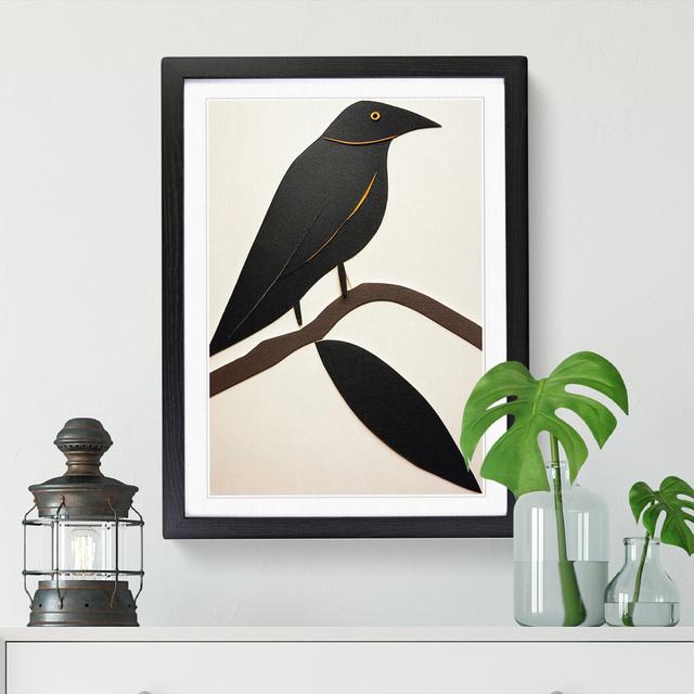 Crow Bird Ornament - Wrapped Canvas Print Marlow Home Co. Size: 64cm H x 46cm W x 2cm D, Frame Option: Walnut on Productcaster.