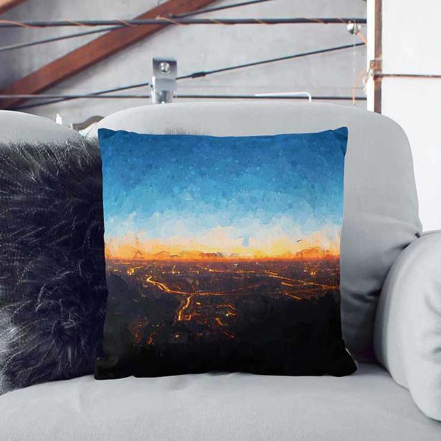 Beijing Skyline in China in Abstract Cushion with Filling East Urban Home Size: 40 x 40 cm, Backing Colour: White on Productcaster.