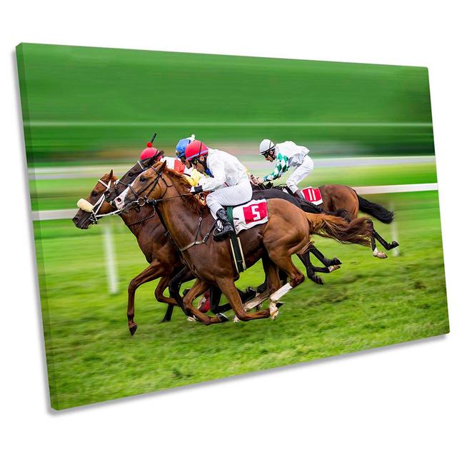 Horse Racing Jockeys - Wrapped Canvas Photograph Ebern Designs Size: 40.6cm H x 61cm W on Productcaster.