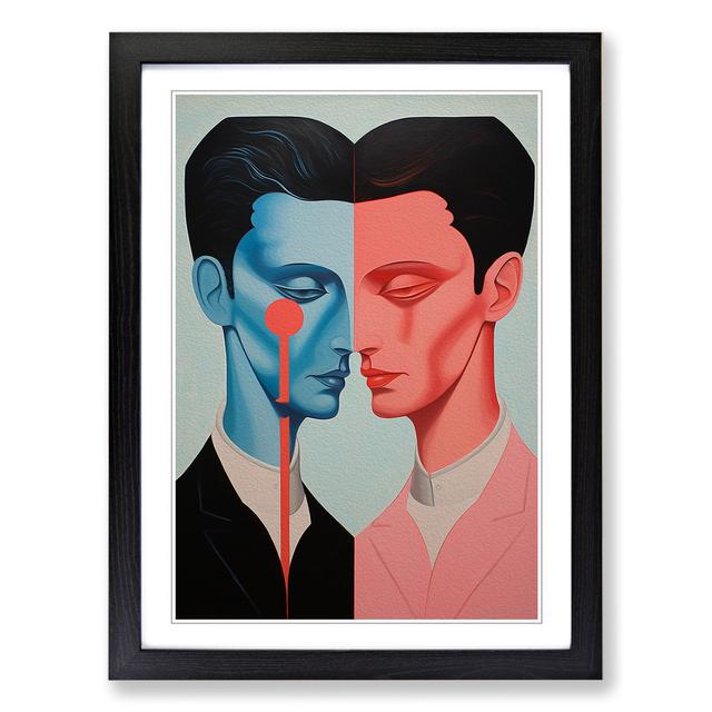 Two Men In Love Neo-Plasticism - Print Marlow Home Co. Size: 46cm H x 34cm W x 2cm D, Frame Colour: Black on Productcaster.