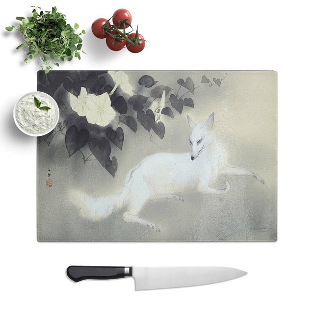 Tempered Glass White Fox by Kansetsu Hashimoto Chopping Board East Urban Home Size: 28.5 cm W x 20 cm L on Productcaster.