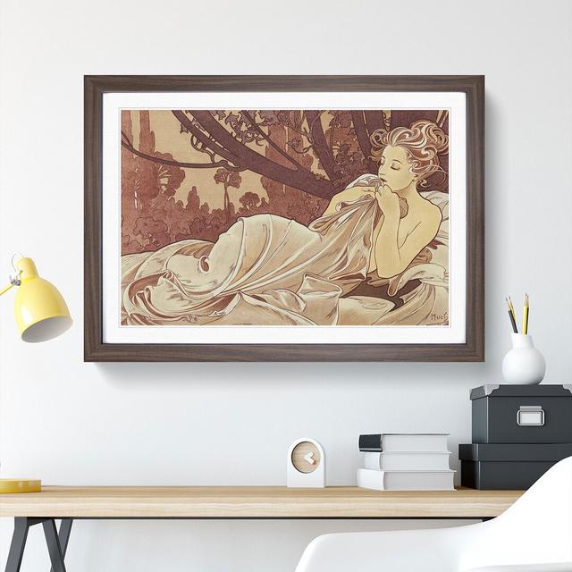 Dusk by Alphonse Mucha - Picture Frame Painting East Urban Home Size: 36cm H x 48cm W x 2cm D, Frame Option: Walnut Framed on Productcaster.