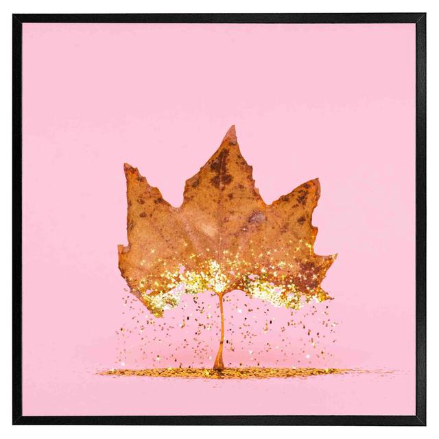 Kriemann Glitter Leaf - Print Latitude Run Frame Colour: Black, Size: 31cm H x 31cm W x 4cm D on Productcaster.