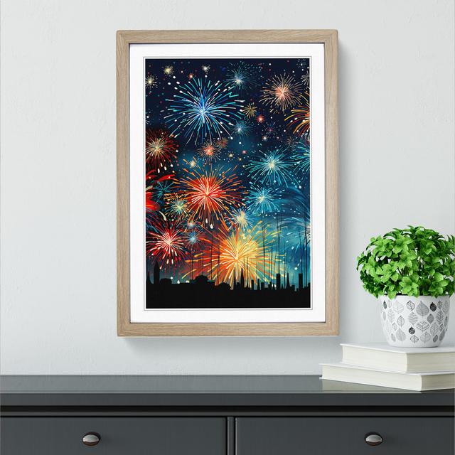 Fireworks Line No.2 - Single Picture Frame Print on Wood Metro Lane Frame Colour: Oak, Size: 34cm H x 25cm W x 2cm D on Productcaster.