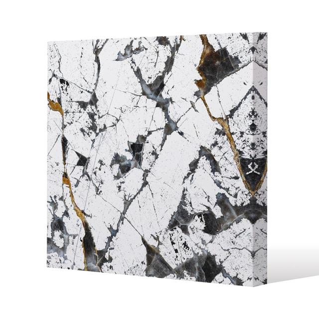 Black & Gold Marble Canvas Print Andrew Lee Size: 114cm H x 114cm W x 4cm D on Productcaster.