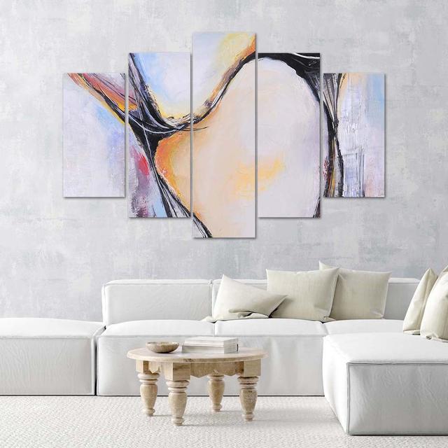 Canvas Print Abstraction Beige Ivy Bronx Size: 100cm H x 200cm W on Productcaster.