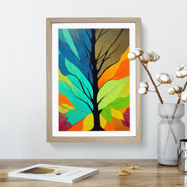 Colourful Tree Leaves No.1 Abstract - Single Picture Frame Print Marlow Home Co. Size: 34cm H x 25cm W x 2cm D, Frame Colour: Oak on Productcaster.