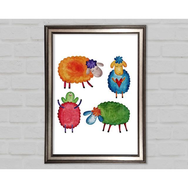 Colourful Sheep Framed Print Brambly Cottage Size: 21cm H x 29.7cm W on Productcaster.