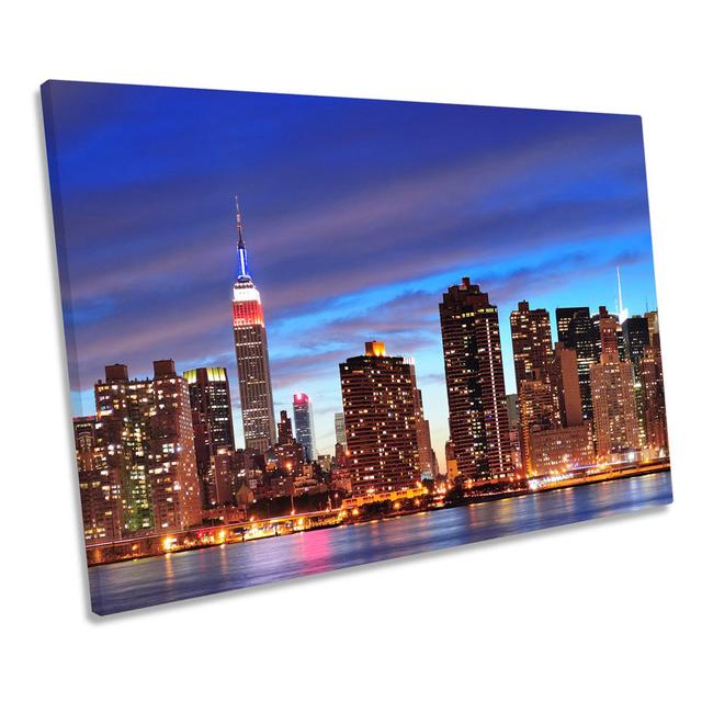 New York City Sunset Skyline - Wrapped Canvas Graphic Art Ebern Designs Size: 40.6cm H x 61cm W on Productcaster.