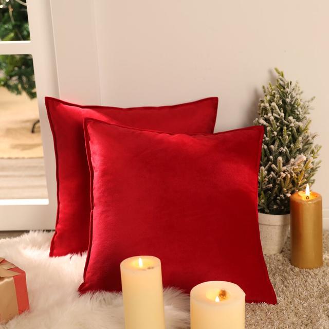 Fritch Square Throw Cushion Cover (Set of 2) Canora Grey Colour: Bright Red, Size: 65cm H x 65cm W x 1cm D on Productcaster.