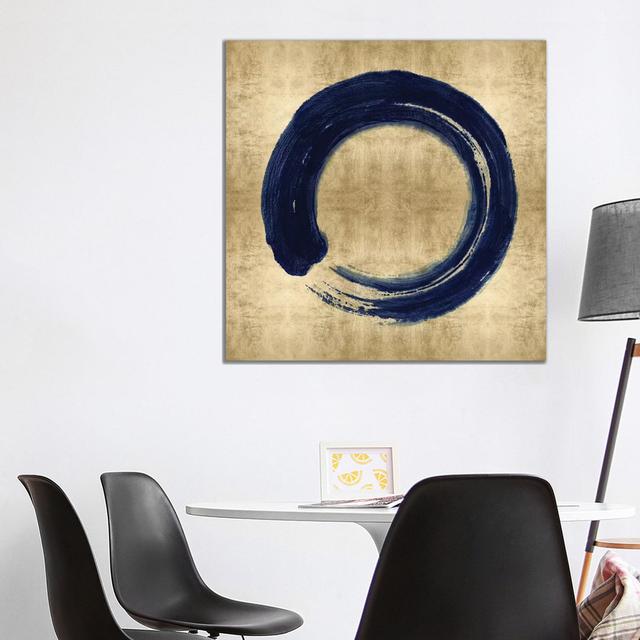 Blue Zen Circle On Gold I by Ellie Roberts - Wrapped Canvas Painting Metro Lane Size: 93.98cm H x 93.98cm W x 1.91cm D on Productcaster.