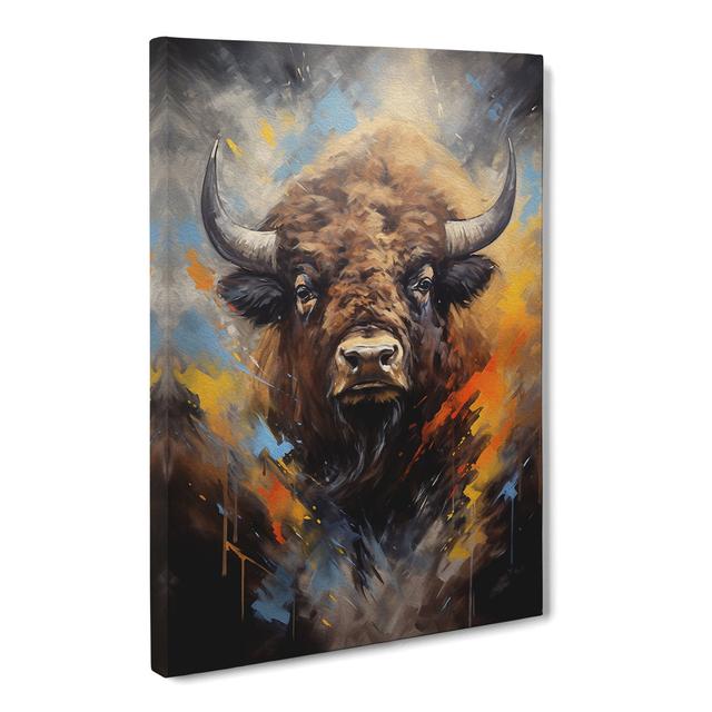 Bison Hard Edge Painting - Wrapped Canvas Art Prints Natur Pur Size: 50cm H x 35cm W x 3cm D on Productcaster.