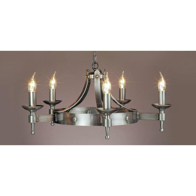 Grandfield 5-Light Wagon Wheel Chandelier Union Rustic Fixture Finish: Sterling Silver on Productcaster.