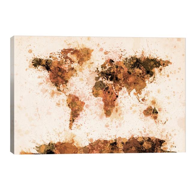 Splash World Map by Michael Tompsett - No Frame Print on Canvas East Urban Home Size: 66.04cm H x 101.6cm W x 3.81cm D on Productcaster.