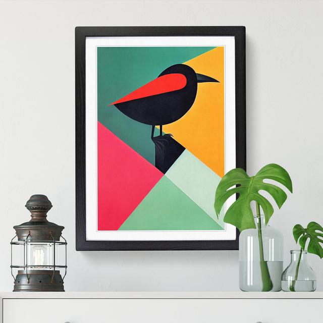 Crow Bird Abstract Vol.2 - Picture Frame Graphic Art ClassicLiving Frame Option: Oak, Size: 34cm H x 25cm W on Productcaster.