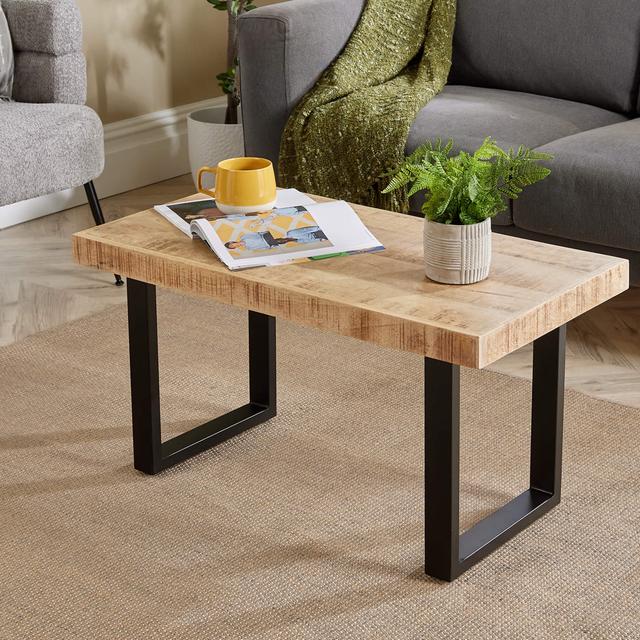 Macau Industrial Solid Wood and Metal Coffee Table Alpen Home Size: 45cm H x 85cm W x 45cm L on Productcaster.