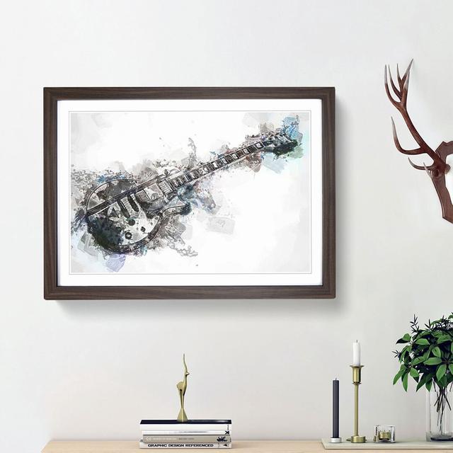 An Electric Guitar in Abstract - Picture Frame Painting Print East Urban Home Frame Option: Walnut Framed, Size: 27cm H x 36cm W x 2cm D on Productcaster.