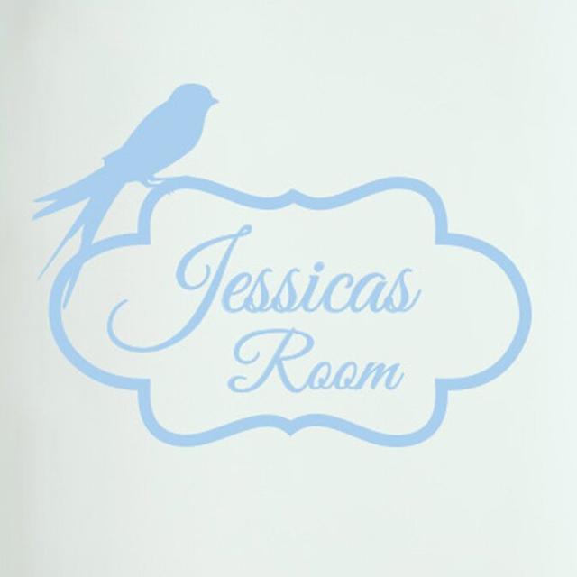 Personalized Bird Perching on Frame Door Room Wall Sticker Maturi Colour: Light Blue, Customize: Yes on Productcaster.