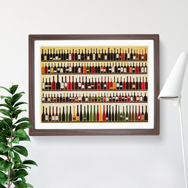 Wine Bottle Art Retro Vol.1 - Picture Frame Graphic Art Marlow Home Co. Size: 34cm H x 46cm W x 2cm D, Frame Colour: Walnut on Productcaster.