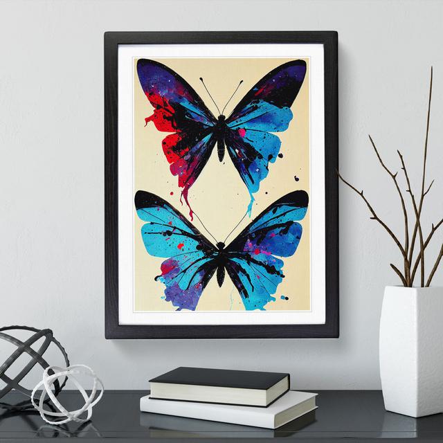 Butterflies Splatter Paint - Print Brambly Cottage Matte Colour: White, Format: Black Framed, Size: 48cm H x 36cm W on Productcaster.