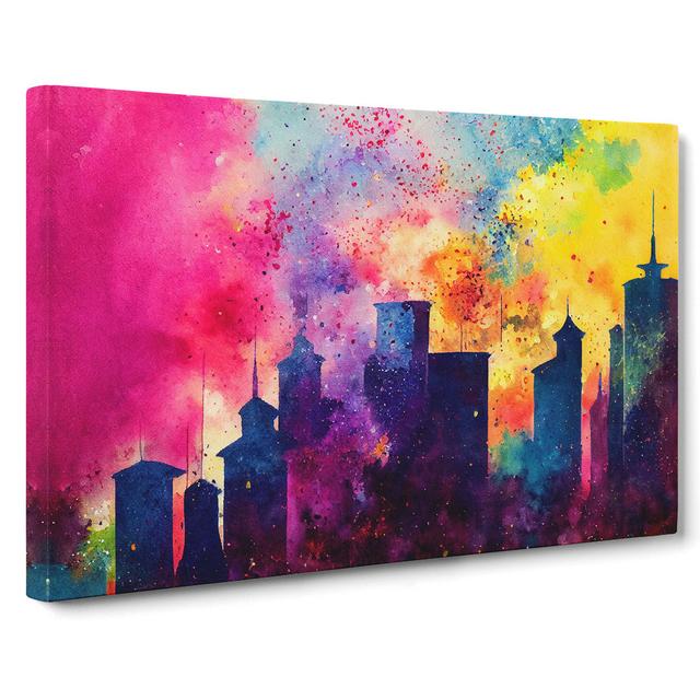 Bedazzled Watercolour Skyline Abstract - Wrapped Canvas Painting Marlow Home Co. Size: 40cm H x 60cm W x 3cm D on Productcaster.