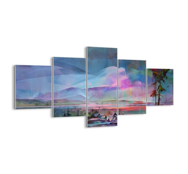 Under a Benevolent Sky - 5 Piece Graphic Art Print Set on Glass Ebern Designs Size: 70cm H x 125cm W x 1.8cm D on Productcaster.