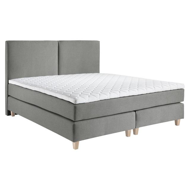 Echtes Boxspringbett Houk mit Kaltschaum Topper ModernMoments Farbe: Hellgrau, Härtegrad der Matratze: H2 - bis ca. 75 kg / H3 - ca. 75 bis 100 kg, Li on Productcaster.