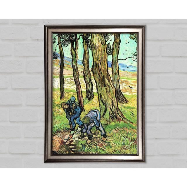 Van Gogh Two Men In Digging Out A Tree Stump Framed Print Rosalind Wheeler Size: 84.1cm H x 59.7cm W x 1.5cm D, Format: Gunmetal Framed Paper on Productcaster.