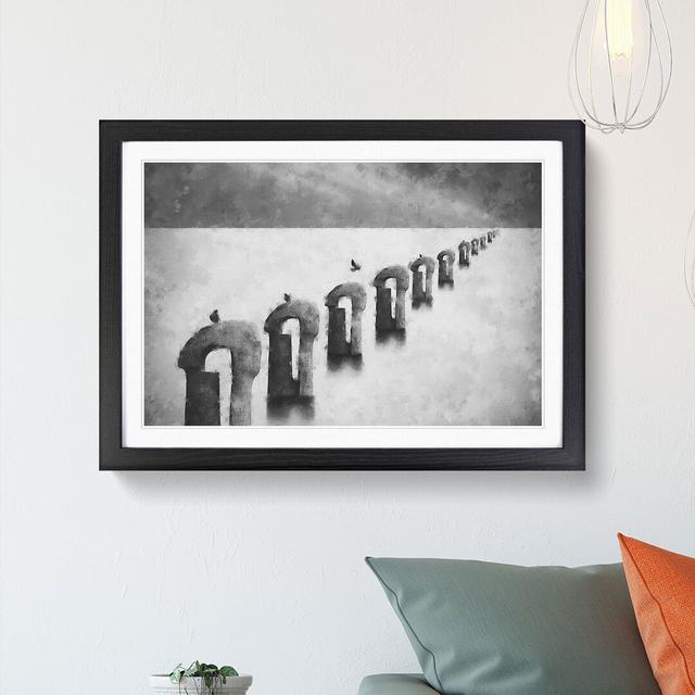 Perched Pigeons - Picture Frame Graphic Art Print East Urban Home Format: Black, Size: 24cm H x 33cm W x 2cm D on Productcaster.