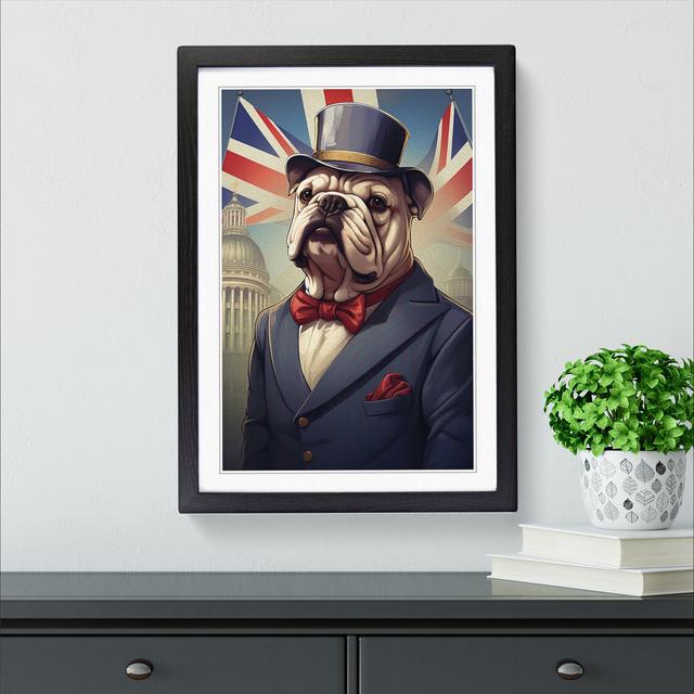 British Bulldog Art Deco No.2 Happy Larry Frame Colour: Black, Size: 46cm H x 34cm W x 2cm D on Productcaster.