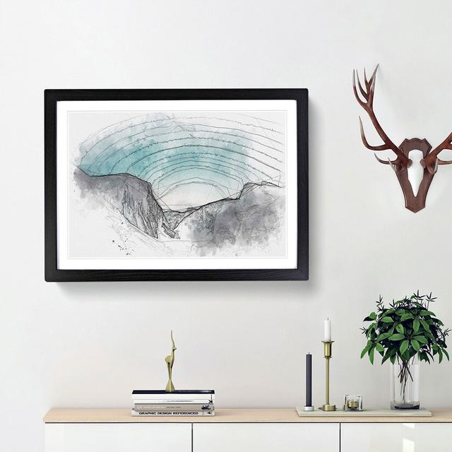 Yosemite Valley at Dusk Sketch - Picture Frame Graphic Art Print East Urban Home Size: 62cm H x 87cm W x 2cm D, Frame Option: Black Framed on Productcaster.