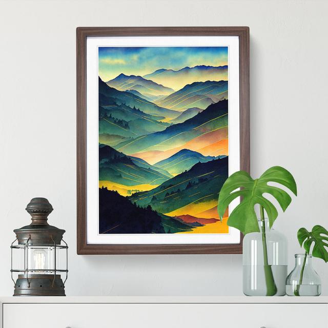 XV1022-5155X Watercolour Mountain Landscape No.5 - Single Picture Frame Painting Alpen Home Frame Colour: Walnut, Size: 64cm H x 46cm W x 2cm D on Productcaster.