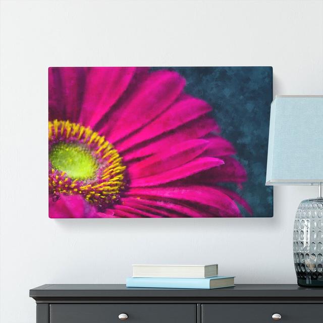 Bright Pink Gerbera Flower - Wrapped Canvas Painting East Urban Home Size: 35cm H x 50cm W x 3cm D on Productcaster.