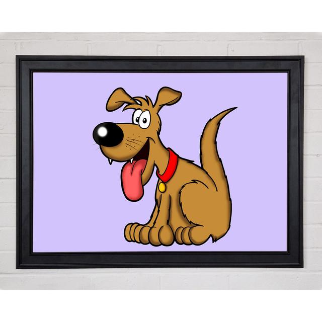 Happy Dog Cartoon With Tongue Out Lilac Framed Print Harriet Bee Size: 21cm H x 29.7cm W x 1.5cm D on Productcaster.