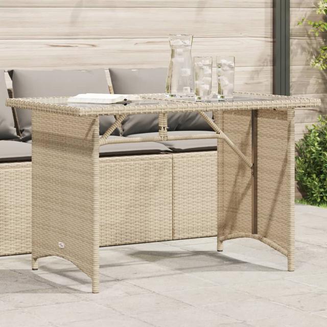 Esstisch aus Glas/Stahl/Polyrattan vidaXL Farbe des Tischrahmens: beige on Productcaster.