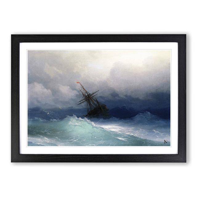 Ship on a Stormy Sea by Ivan Aivazovsky - Picture Frame Painting on MDF East Urban Home Size: 48cm H x 65cm W x 2cm D, Frame Option: Black Framed on Productcaster.