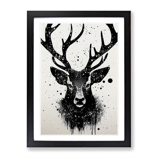 Graffiti Stag - Picture Frame Graphic Art Alpen Home Size: 34cm H x 25cm W x 2cm D, Frame Colour: Black on Productcaster.